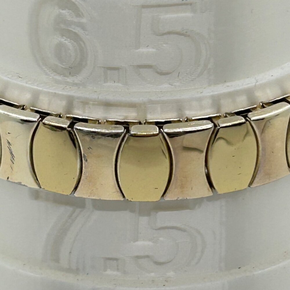 Vintage Two-Tone Gold & Silver Finish Expansion Stretch Link Bracelet Size 7 - Picture 13 of 15